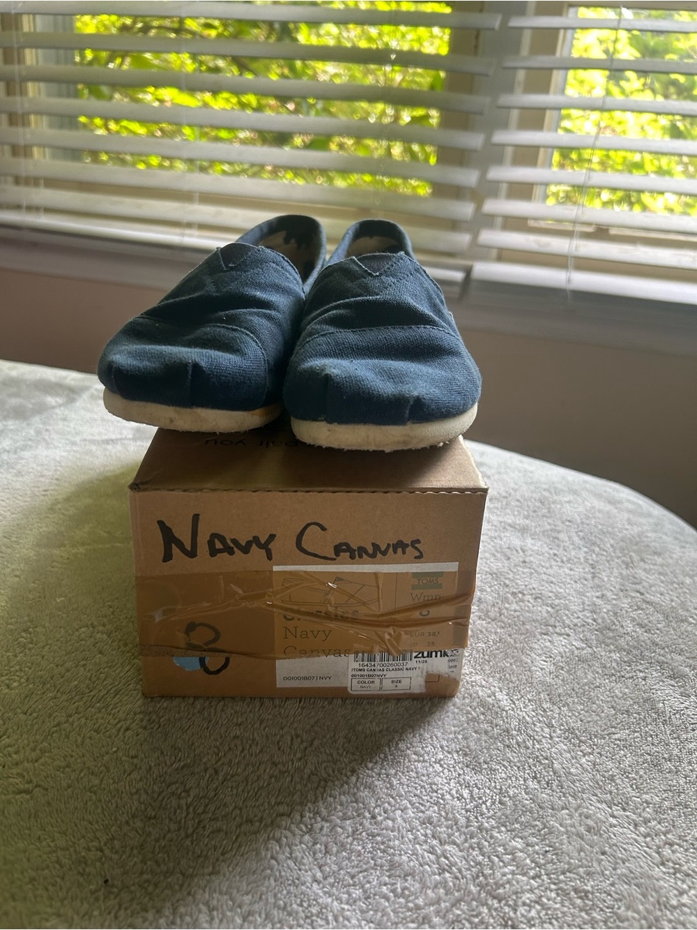 Toms Navy Canvas Women's Slip-On Flats
